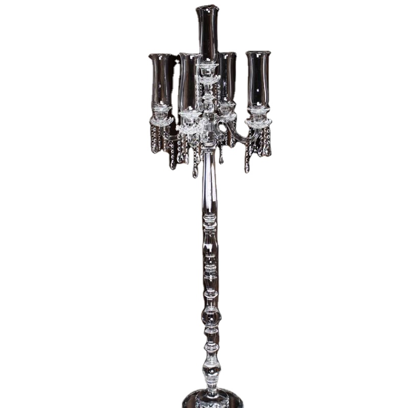 Crystal 5-arm candle holder for holiday party banquet table black amber candle jar