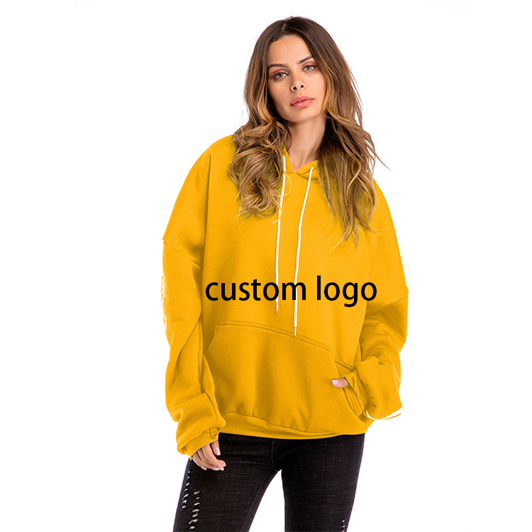 Custom Logo 50% Polyester 50% Cotton Solid Color Oversized Women Cotton Hoodie With Zipper