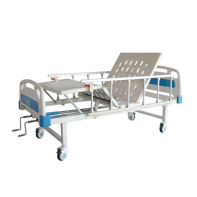 Hebei cheap hospital nursing home bed 2 crack patient bed with 4 wheels