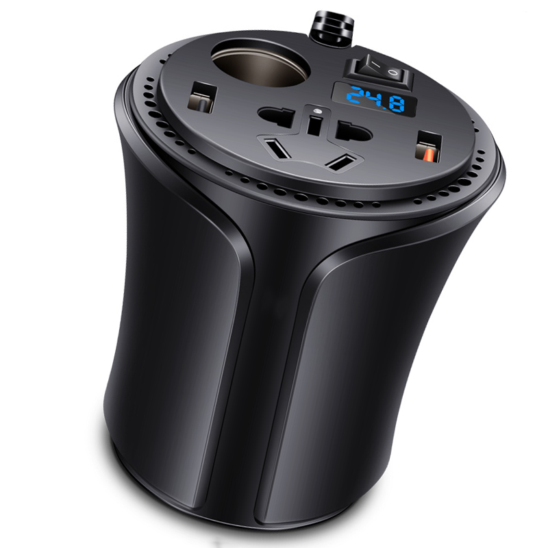 MOMOSTICK 150Watt High Efficiency DC 12V To AC 220V Car Power Inverter Cup Shape Dual USB Car Charger