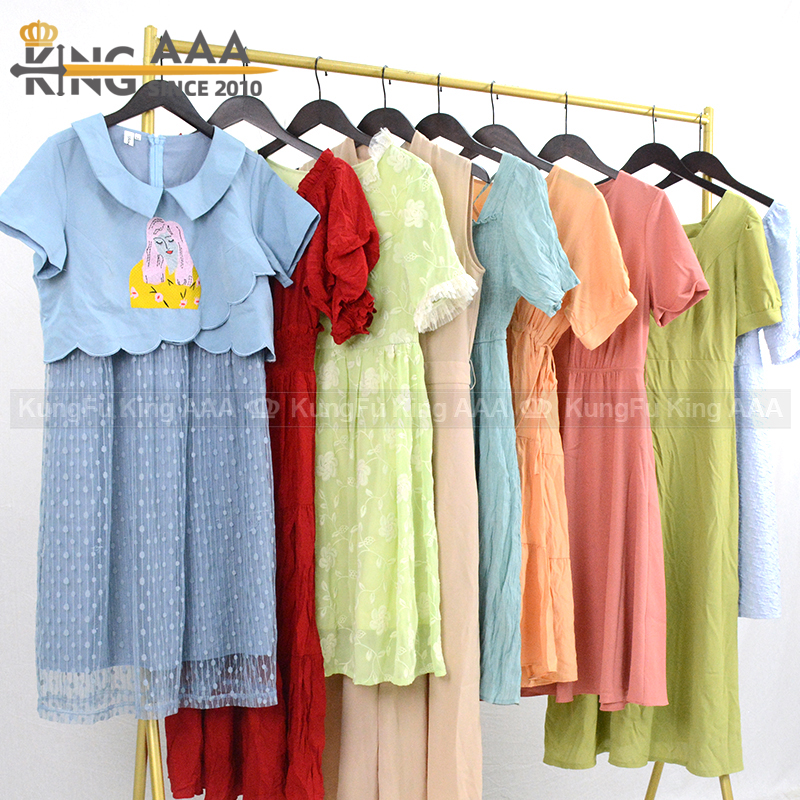 KINGAAA cotton long dress second-hand wholesale dress clothes bundle mixed used clothing used clothes in london