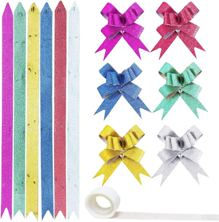 Colored Pull Bows Gift Knot Ribbon PP Glitter Butterfly Pull String Ribbon Bows