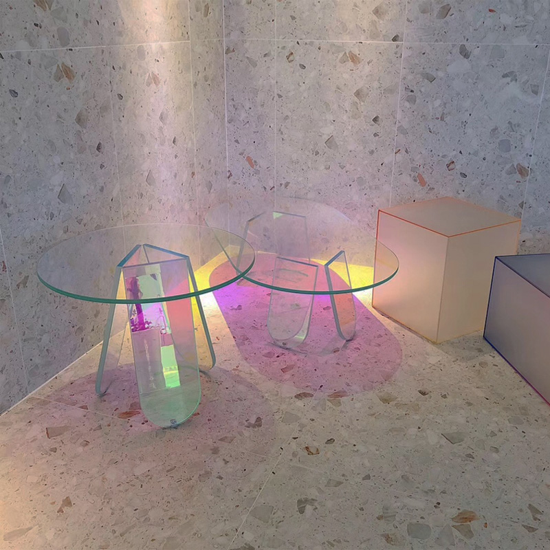 2021 new custom acrylic table women's clothing store decoration acrylic color transparent coffee table