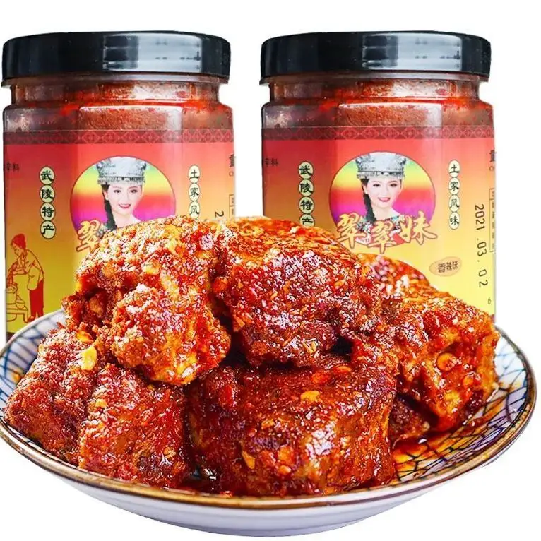 Chinese cuisine health food spicy fermented bean curd with packaging jar