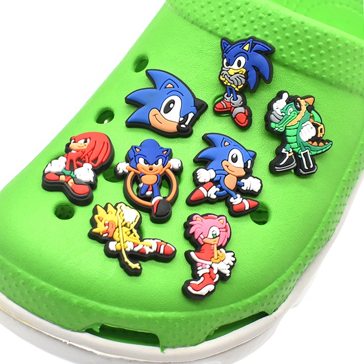 Симпатичные Мультяшные Подвески Sonic croc, подвески для обуви, аксессуары для украшения обуви