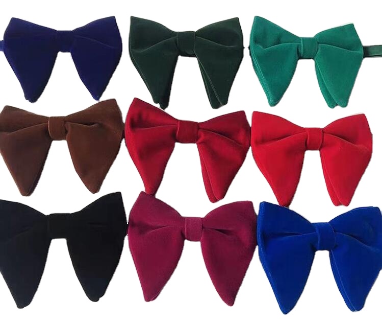 Gold soft velvet plush pleuche made high quality butterfly bow tie for men and women wholesal