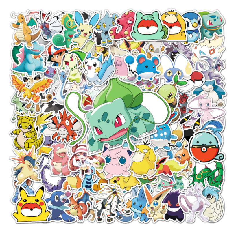 100Pcs/Pack UV waterProof Decorative Cartoon Designs for Pokemon pikachu stickers PVC Vinyl Sticker Trendy personality stickers
