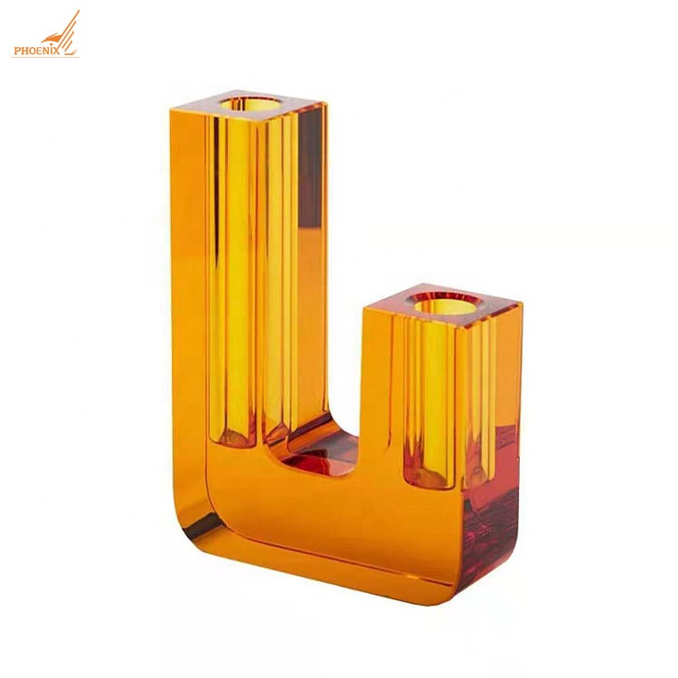 Creative modern home decorative accessories U shape colorful crystal glass vase flower arrangements for tabletop decoration