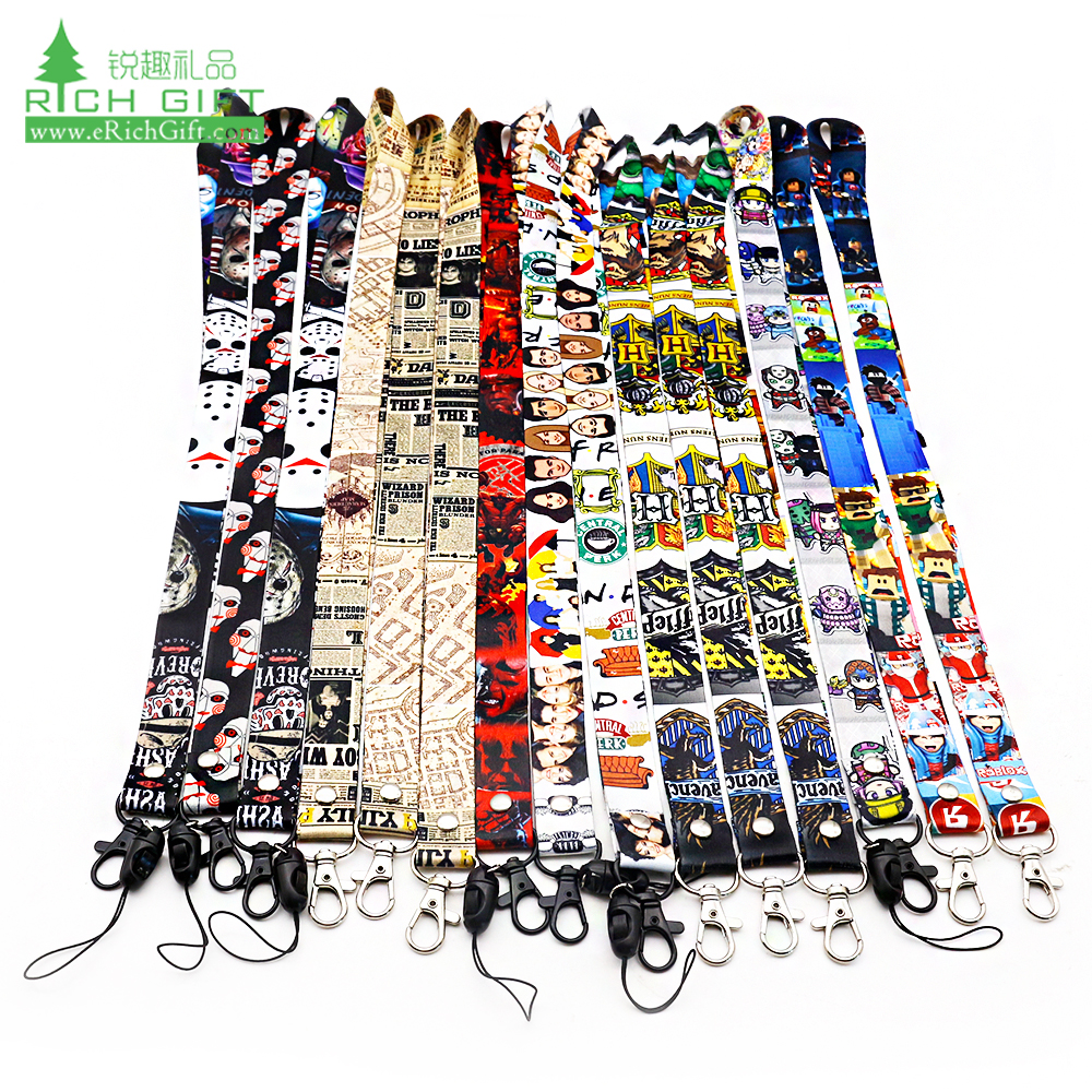 Polyester custom kpop music idol bts film movie star cartoon anime lanyard hot heat transfer dye sublimation printing lanyards