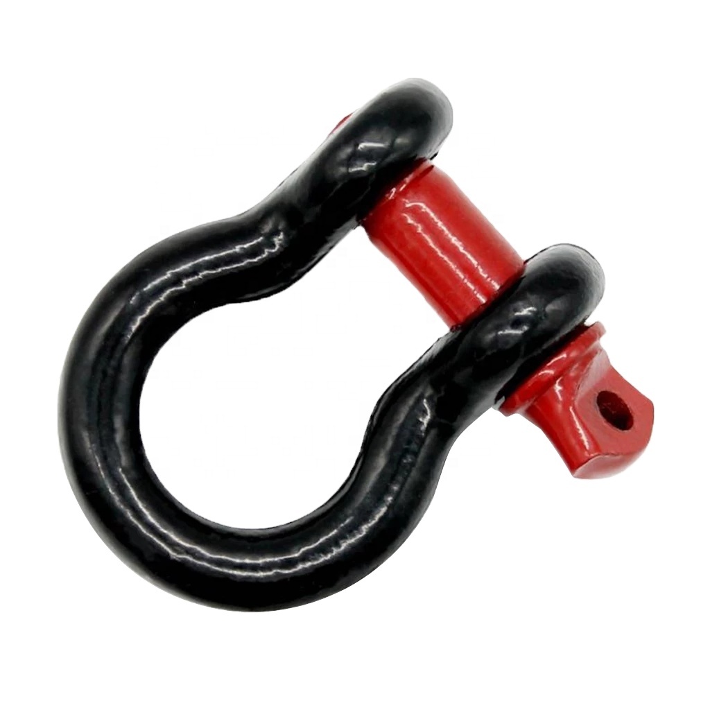 3/4 inch 2 Ton Cars Tow Trailer Hook D-Rings Bow Shackle Red Black