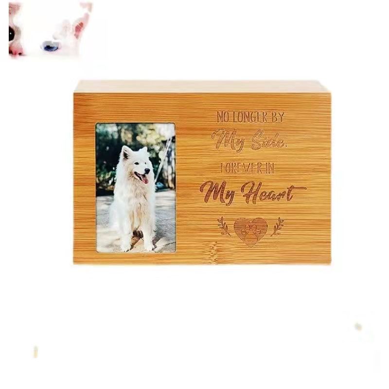 Pet Ashes Urns for Dogs Cats Photo Frame Funeral Cremation Urns Wood Keepsake Memorial Urns Dog Cat Wooden Coffin Casket