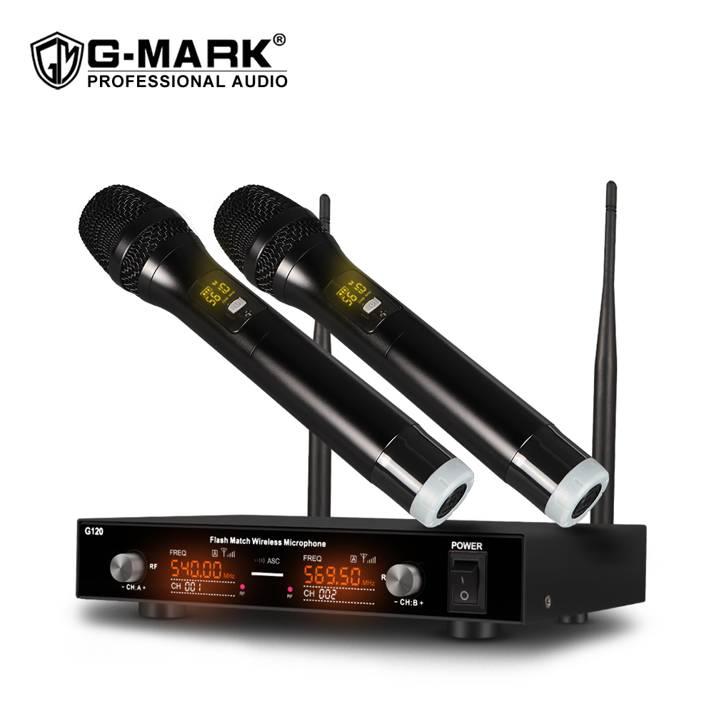 G-MARK G120 обеспечивает наилучшую производительность 50 м дальность работы: Профессиональный UHF двухканальная Беспроводная микрофонная