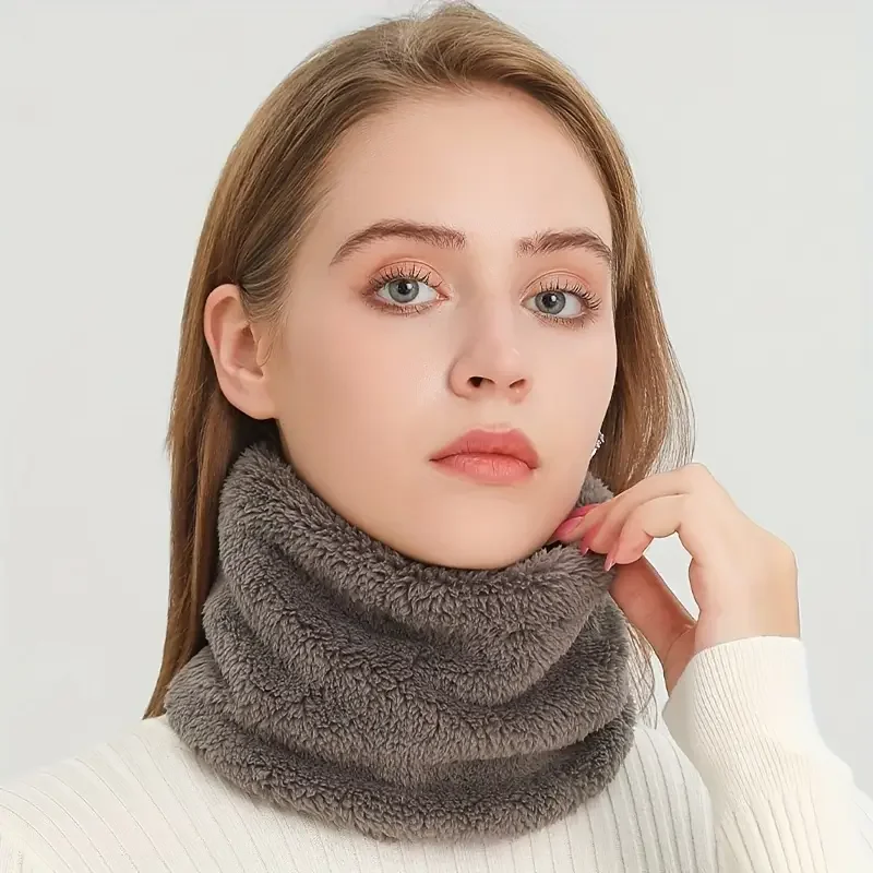Wholesale Solid Color Thermal Sherpa Neck Gaiter Soft Warm Berber Fleece Winter Skiing Cycling Scarf Cozy Winter Neckerchief