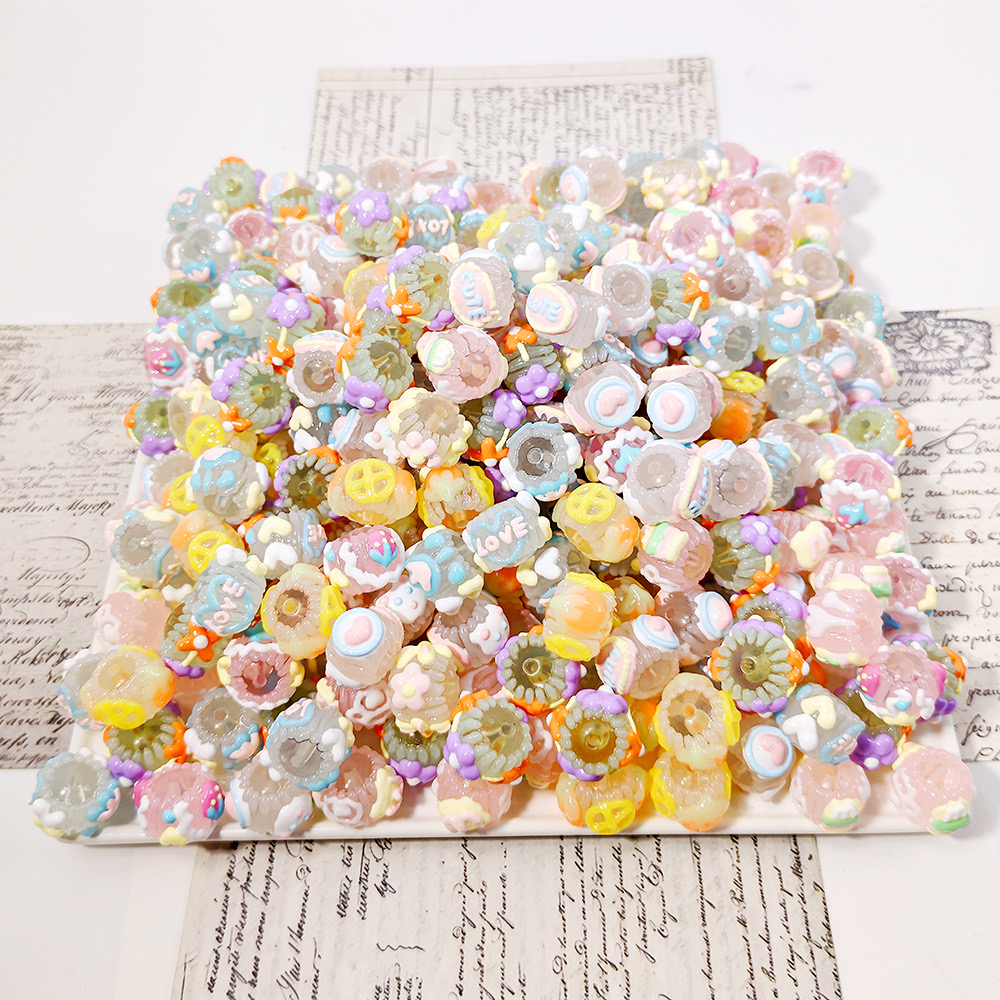 Full Hand-Painted DIY Glow-In-The-Dark Mobile Phone Chain Accessory Acrylic Plastic & Lucite Beads
