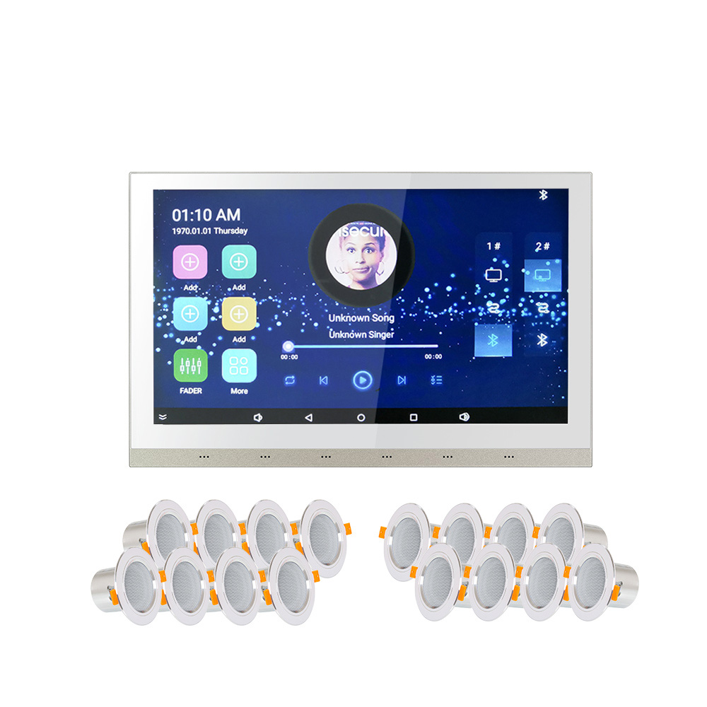 Смарт-10 дюймов Wi-Fi, Bluetooth, Android система усилитель стены влагонепроницаемой медалью, потолочная акустическая система