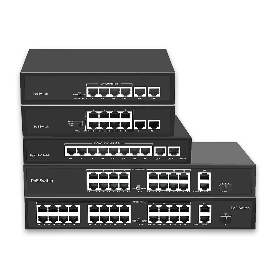Фабричный коммутатор POE 4 8 16 24 48 портов 10/100 м и гигабитный неуправляемый оптоволоконный коммутатор Ethernet 48 в POE