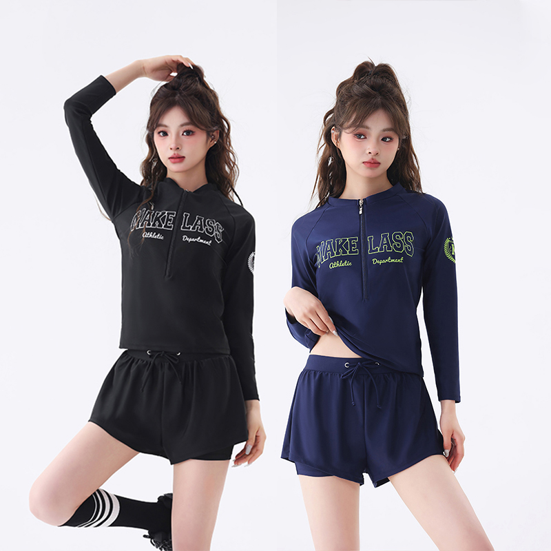 swimsuit women long sleeve sun separate casual advanced sense slim letters with new swimming suit