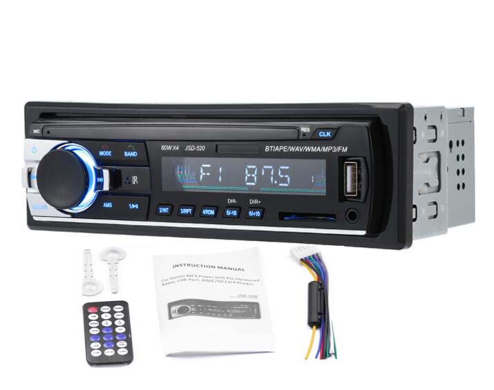 1Din автомобильный радиоприемник, стерео плеер JSD520, Автомобильный MP3-плеер с bluetooth, USB /SD интерфейс