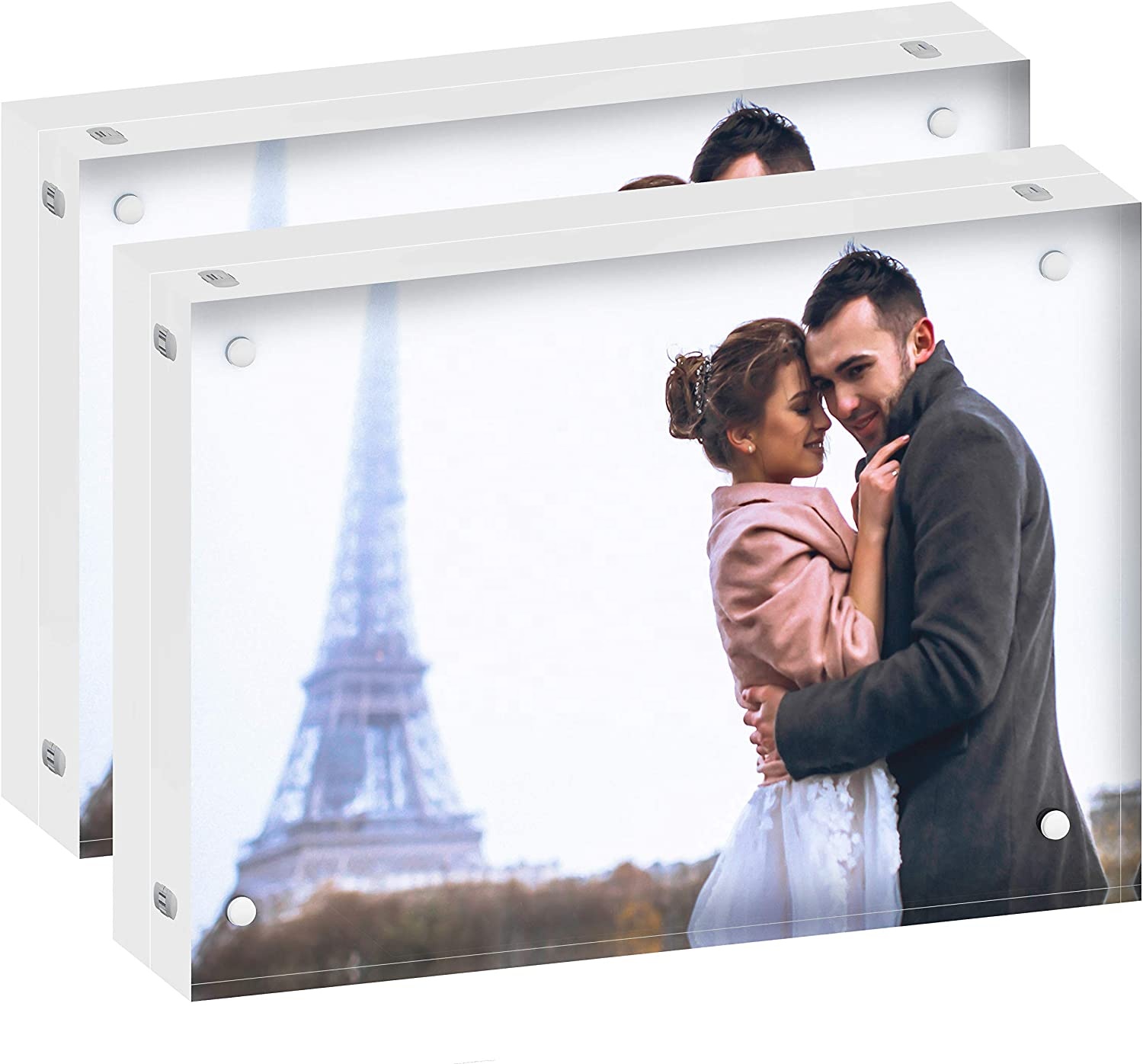 5*7'' Transparent Acrylic Magnetic Photo Frames Floating Desktop Acrylic Picture Frame