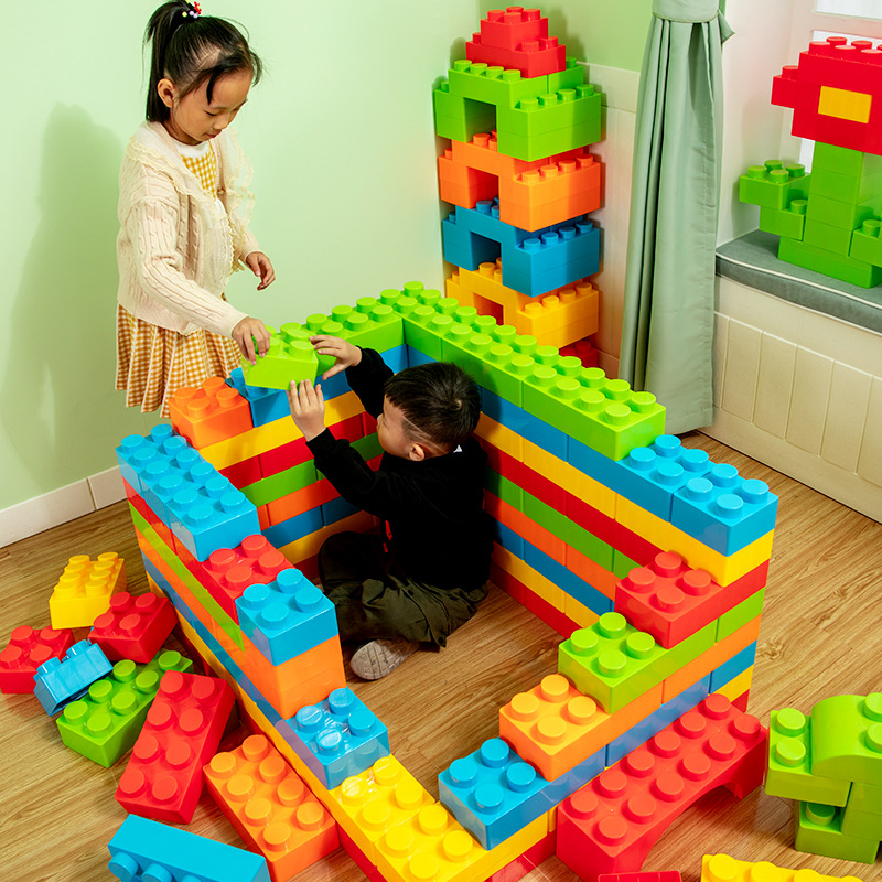 Moetry 45PCS Large Plastic Brick Block Toy Plastic Building Blocks for Preschool Kids Building Castle Ball Pit