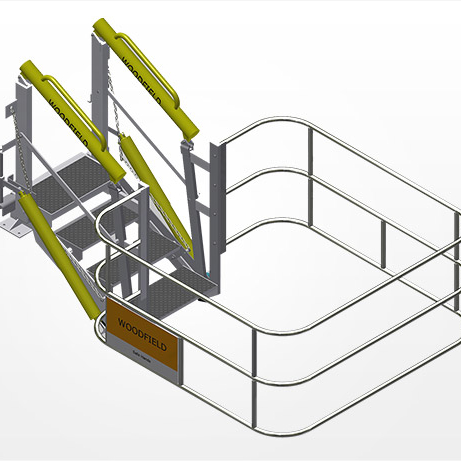 Folding small step stools ladder folding stair in oil loading skid- mounted for chemical petroleum industry