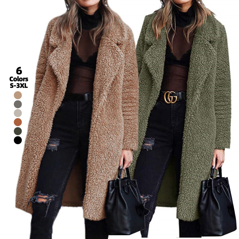 Couple Elegant Thick Faux Fur Teddy Coat Women 2021 Winter Warm Soft Lambswool Fur X-Long Plush Overcoat Casual Outerwear