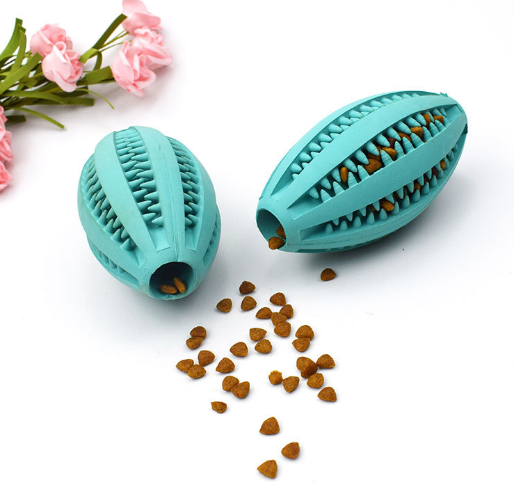 Vking natural rubber training interactive teeth brush cleaning puzzle food leaks rugby ball dog chew toys