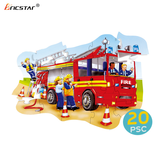 Bricstar DIY jigsaw puzzle 20pcs Fire engine jigsaw Puzzle educational toys for children