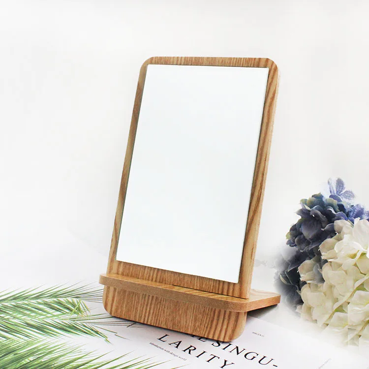 Simple assembly wooden mirror plug-in desktop desktop single-sided mirror makeup mirror