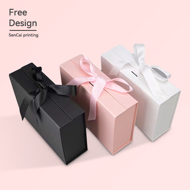 Luxurious Magnetic Pink Gift Paper Packaging Boxes Cardboard Shipping Mailer Box With Ribbon