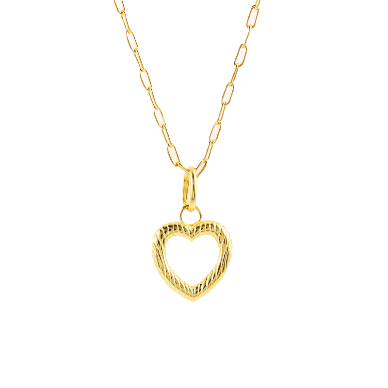 CANNER Jewelry 925 Silver 18k Gold Plating Large Paper Clip Chain Love Heart Necklace For Women