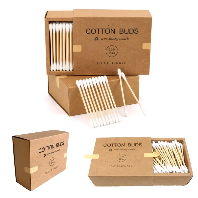 2020 disposable bamboo cotton swab in paper carton case