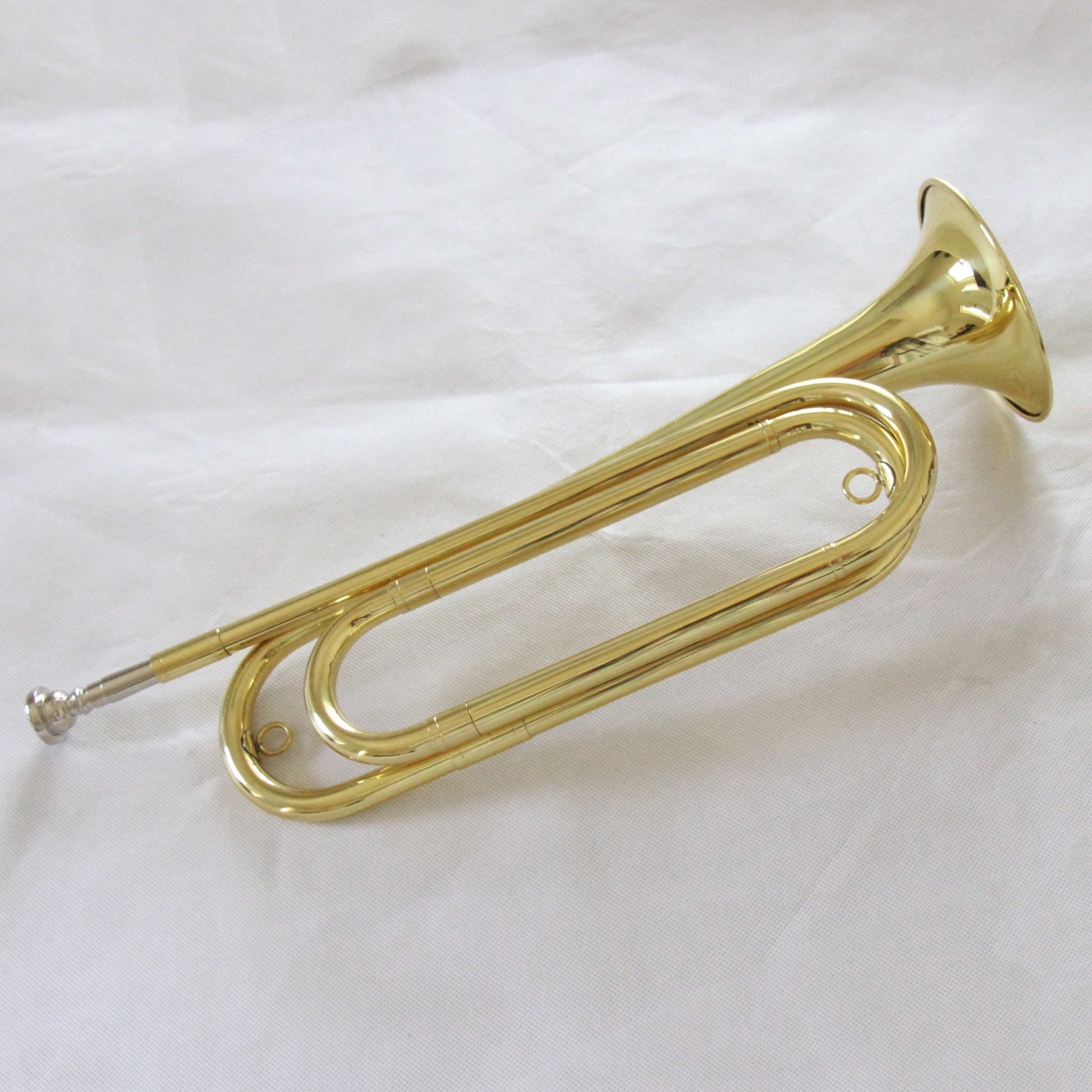 Handmade bugle trumpet good price Bb bugle horn gold lacquered bugle