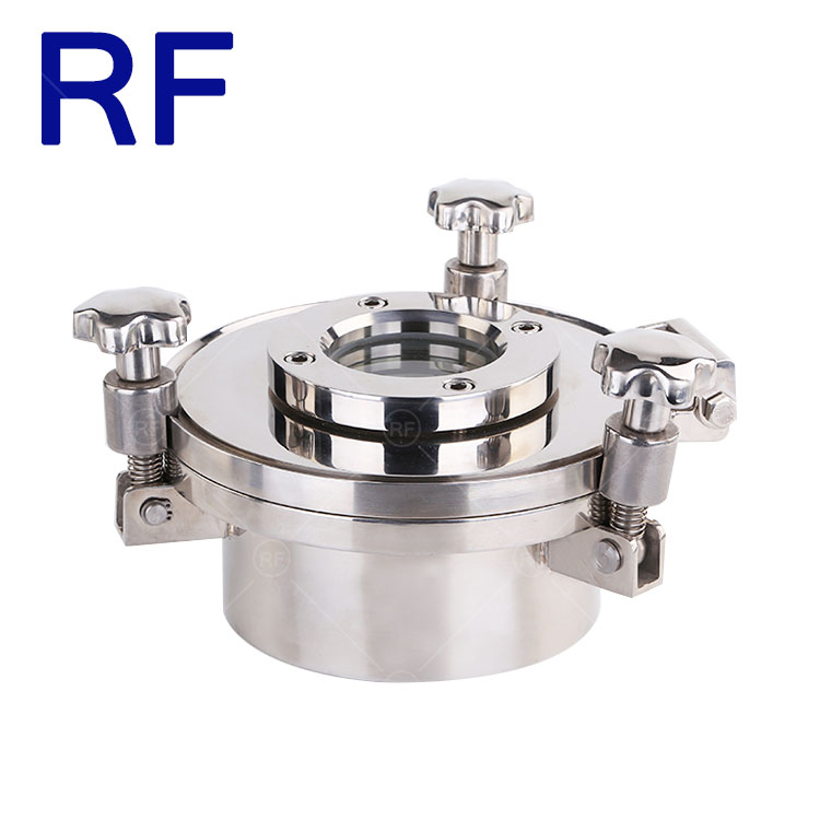 RF санитарная нержавеющая сталь 304 316L крышка люка с смотровым стеклом круглого типа для бака