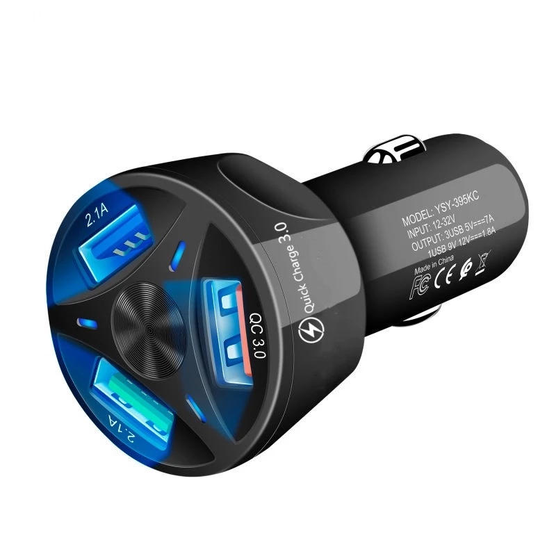 Автомобильное зарядное устройство с 3 USB-портами, быстрая зарядка QC 3,0, зарядное устройство для мобильного телефона, USB-адаптер для iPhone, Huawei, Samsung, Xiaomi