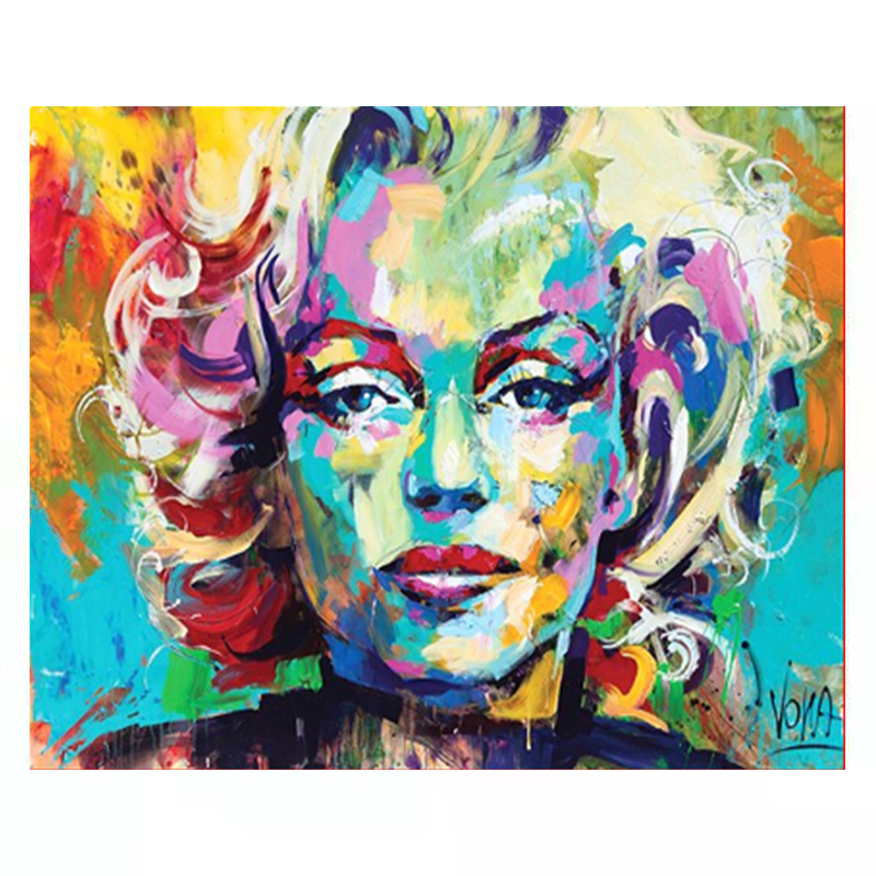 Orfon Colorful Portrait DIY Painting Set Paint by Numbers for Adults Canvas Digital Printing Square Acrylic Paint Brush Canvas