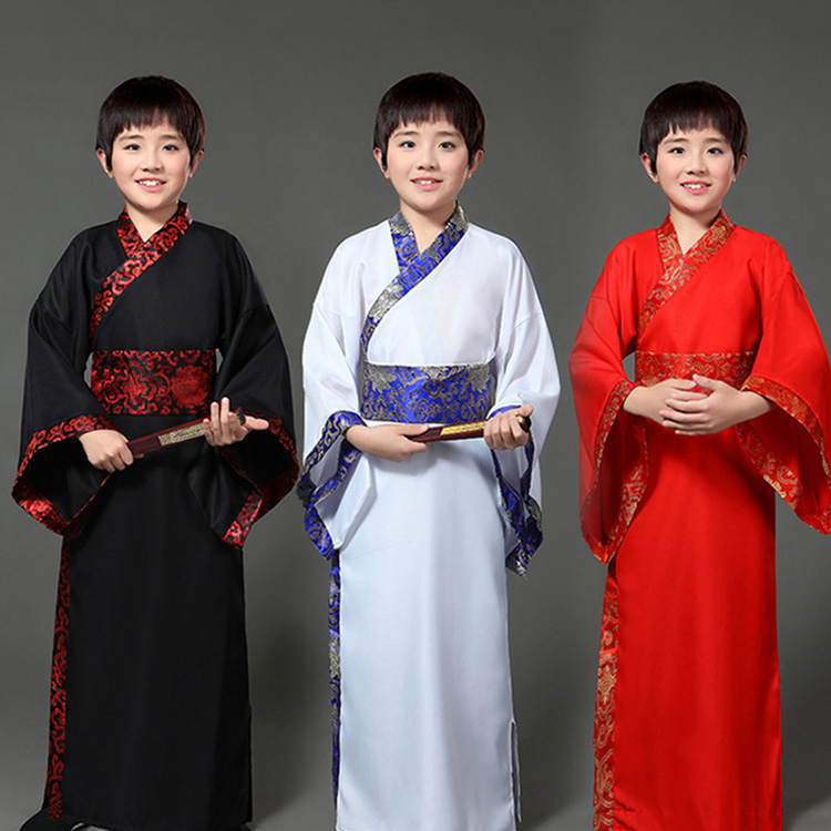Мальчик Hanfu хит продаж красивые, модные, красные древние Hanfu китайское традиционное платье готовые модный дизайн, дешево, ханьфу для мальчиков и девочек