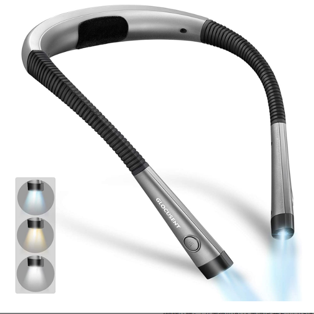 67/5000 Glocusent LED Neck Reading Lamp Bed reading lamp in 3 colors and 6 brightness levels Flexible arm rechargeable lasting