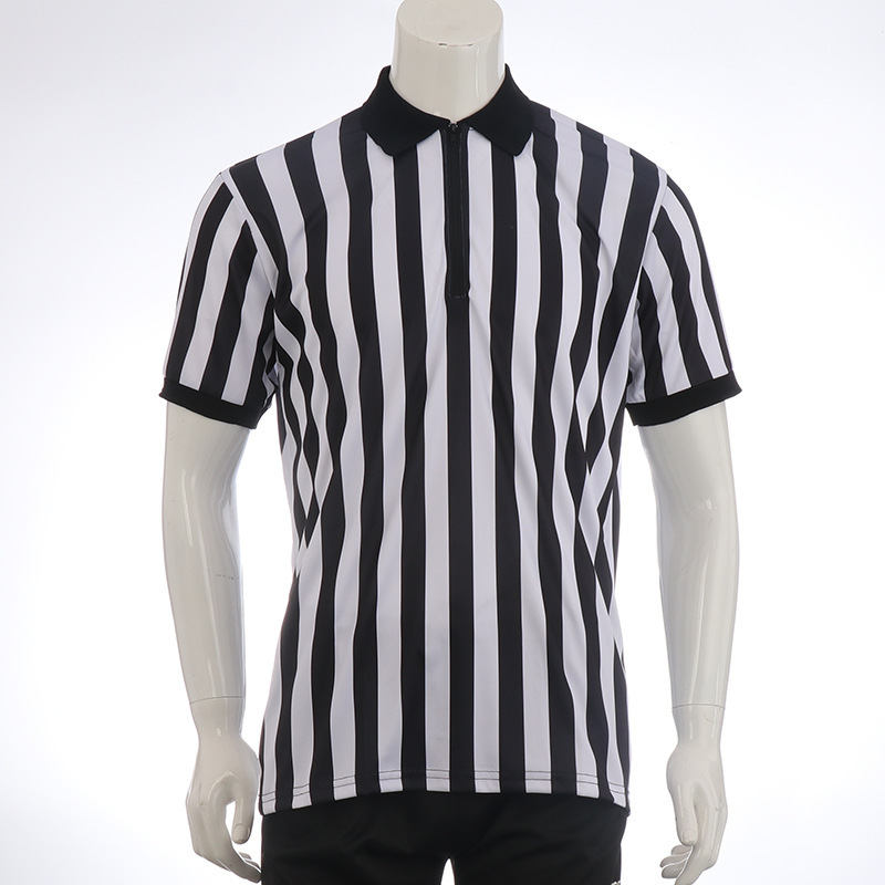 Cheap Custom Sports Black White Stripe Referee Shirt Football Jersey Shirt Uniform Soccer Wear Black White Referee Uniforms