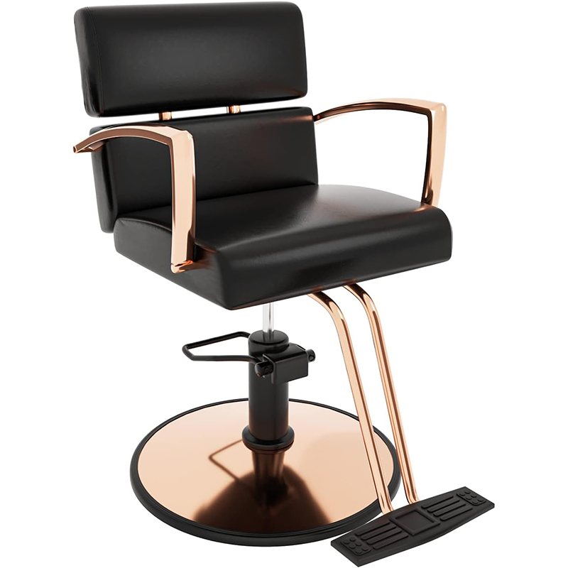 Hot Design Woman Haircut Barber Chair With Golden Frame Stainless Steel In Hair Salon For Hair Making