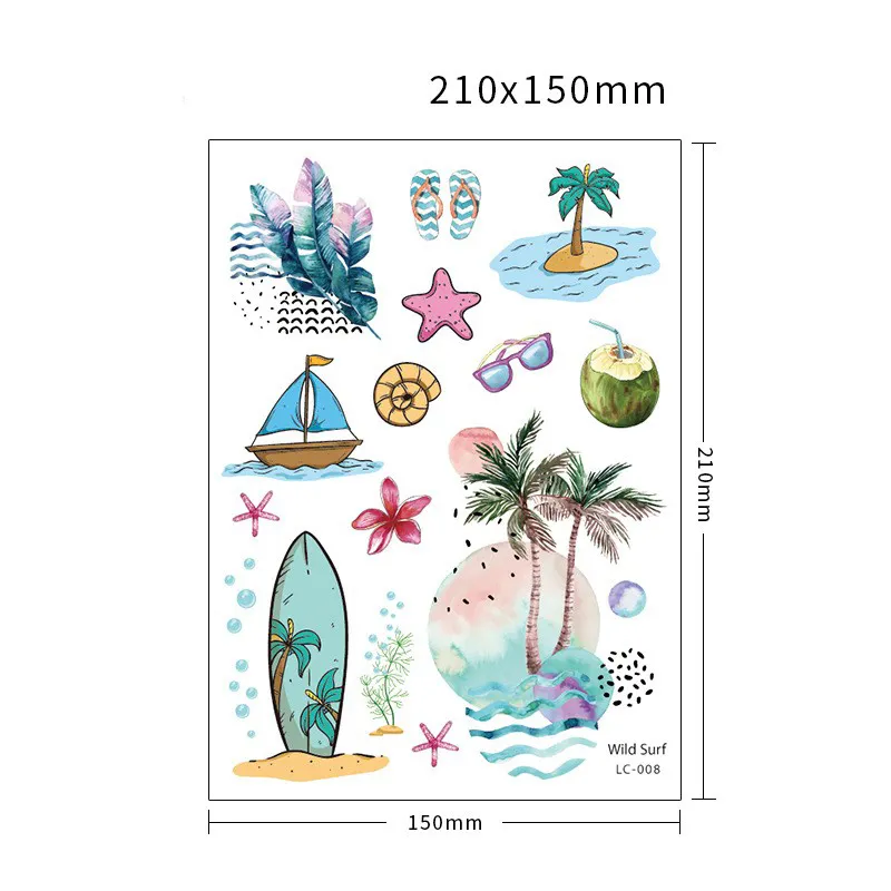 LC 001-018 custom waterproof Fashion summer beach party permanent new Hawaiian tattoo sticker wholesale temporary tattoo sticker