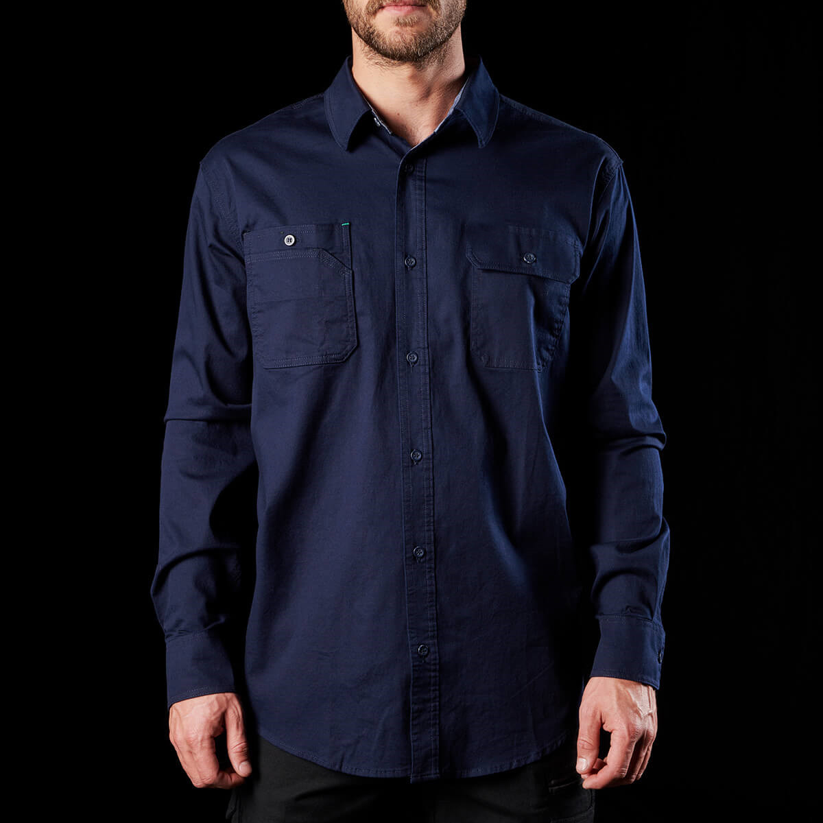 Hot Selling Cheap Custom Casual Personalised Navy Blue Mens Cotton Drill Workwear Shirt