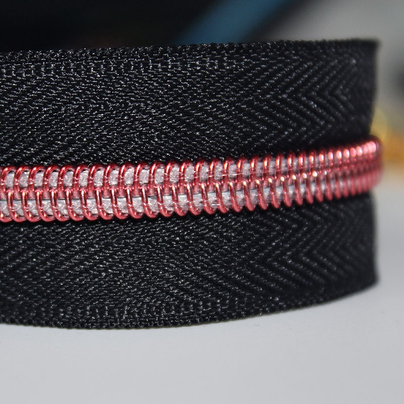 Manufacturer Top-seller #3 #5 Antique Brass Rainbow Long Chain Nylon Zipper Roll With Blue Purple Pink Teeth