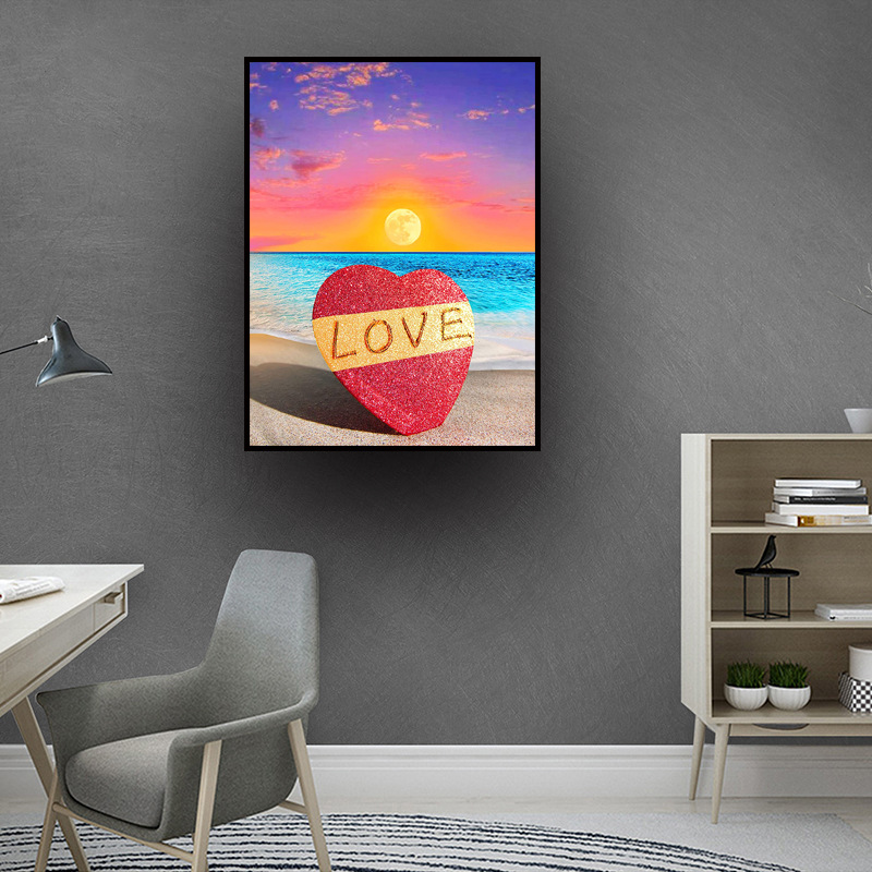 Odm/oem картины морской пейзаж Love and the beach pintura алмазная живопись холст Картина декор настенное искусство toil