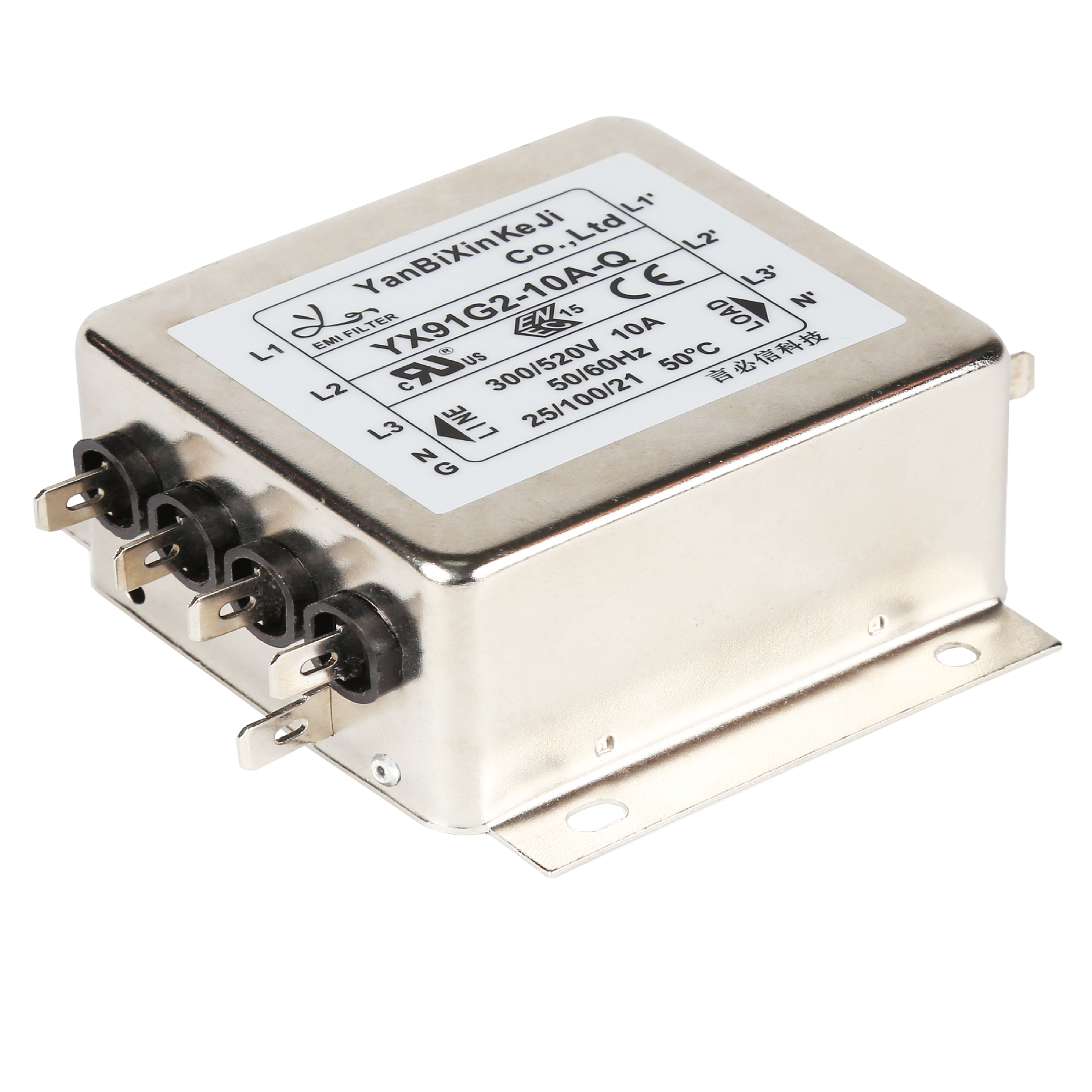 Yanbixin Manufacturer three-phase four-line 25A30A 380V RFI EMI filter for inverter