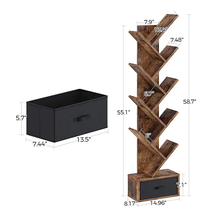 Wholesale High Quality Wood Quality Tree Type Bookshelf Modern With Drawer