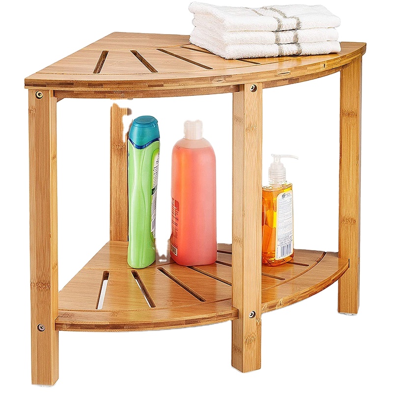 multifunction Natural bamboo Corner Bench with Fashion Creative Spa Stool Bench and Bathroom Organization