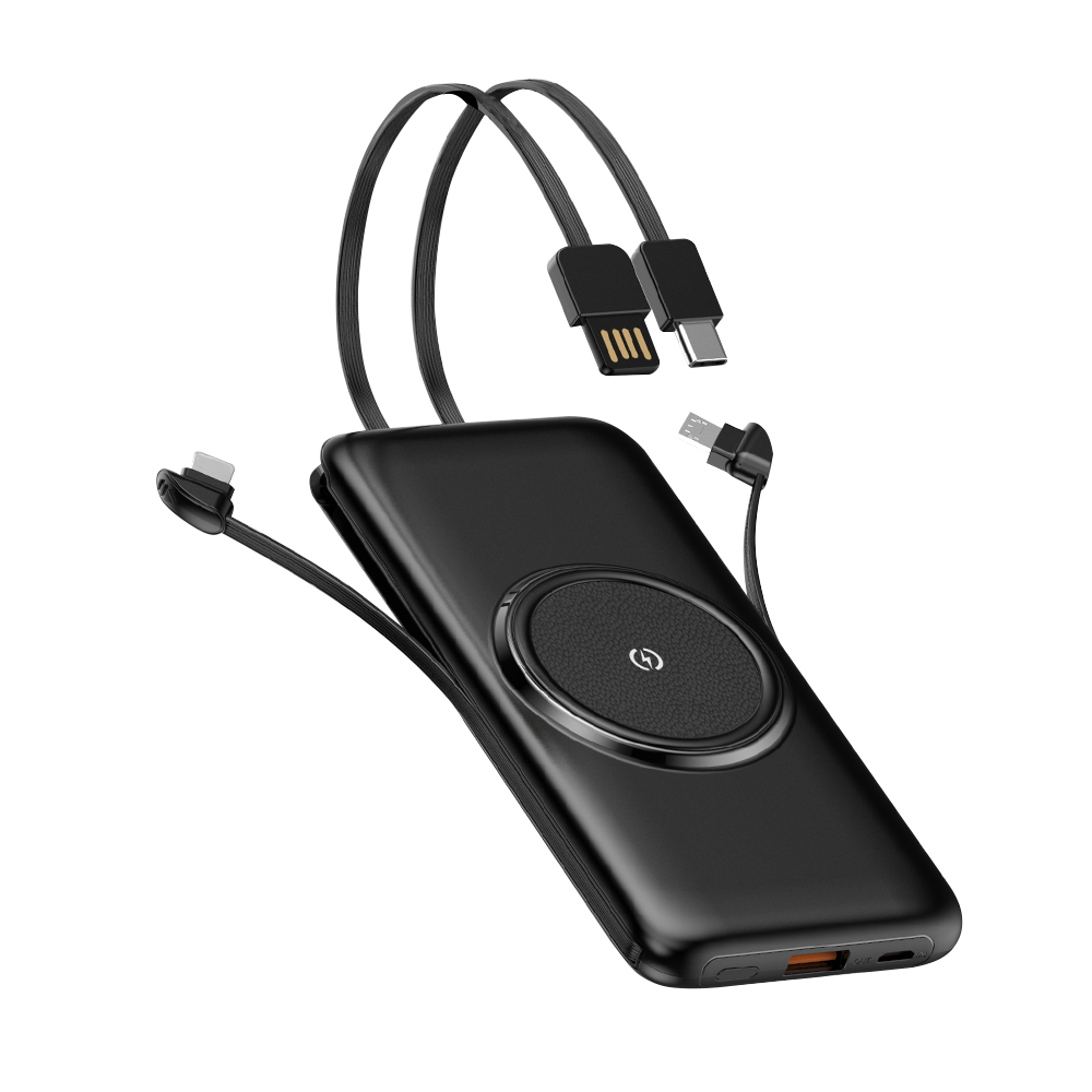 factory supply wholesale 2021 wireless power bank with cable for gift