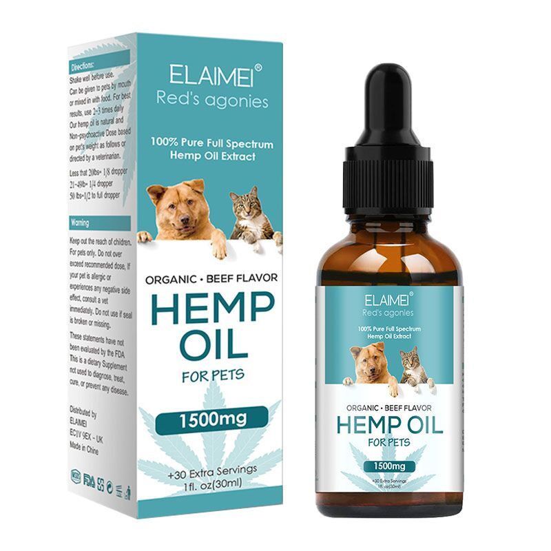 ELAIMEI Improve Sleep Pets Hemp Essential Oil Pain Relief Dog Hemp Seed Oil for Dogs and Cats with Pump