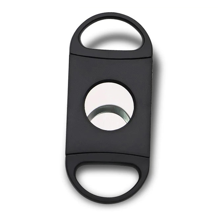 Black Table Top Plastic Custom Logo Double Blade Guillotine Cohiba Cigar Cutter For Cigar Accessories